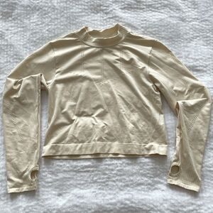 Old Navy Active Active Go-Dry Long Sleeve Cropped Top Cream Womens Plus Size 3X